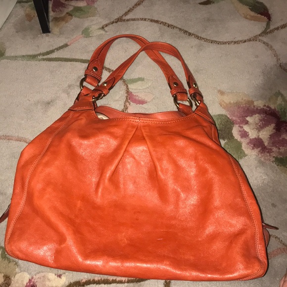 Coach Madison Leather “Maggie” Hobo Bag #C0982-13897 in Persimmon